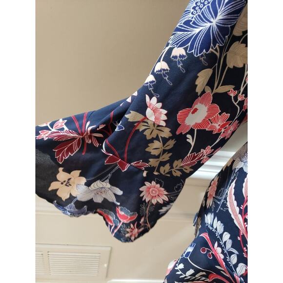 Charter Club Women's Blue Floral Polyester Round Neck Long Sleeve Top Blouse XXL - Picture 5 of 12